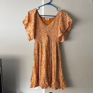 In Bloom Vibrant Orange Smocked Top